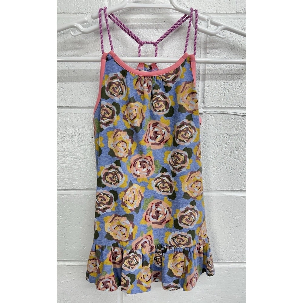 Matilda Jane Twister Tank Blue Gray Floral Ruffle / Girls 10